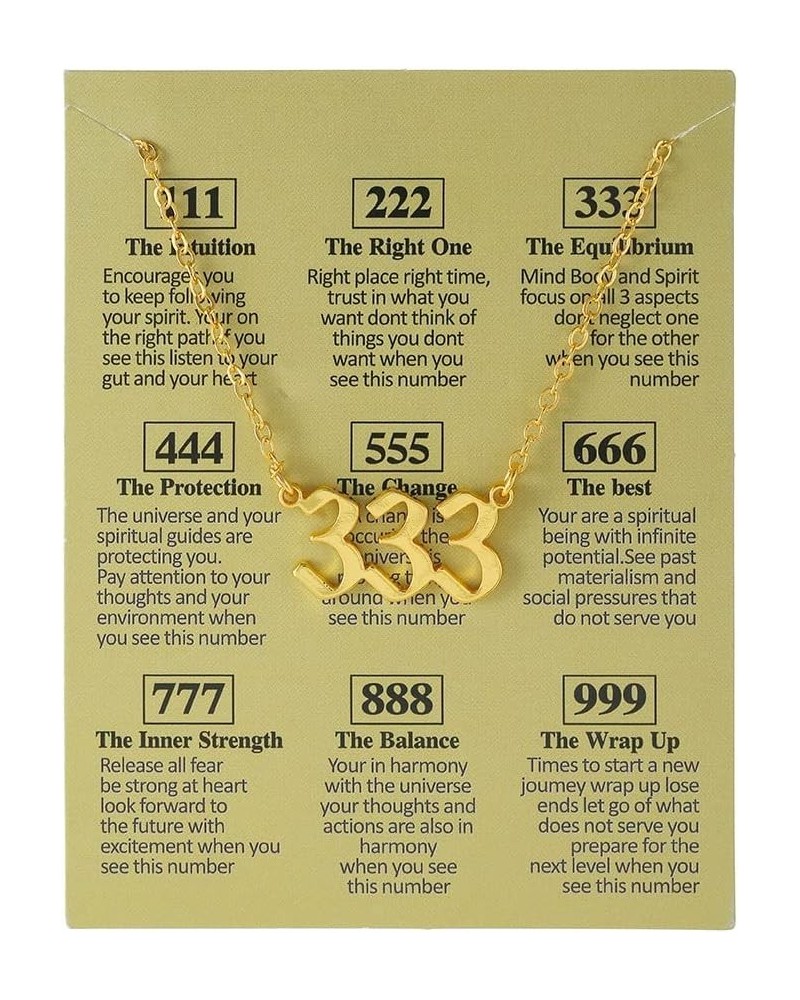 Angel Number Necklace 222 333 444 888 555 111 777 999 666 Necklace Gold Plated Bling Angel Choker Pendant Necklace for women ...