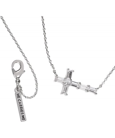 Cross Necklaces Silver Cross Necklace "He Carries Me $30.67 Necklaces