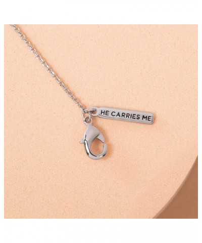 Cross Necklaces Silver Cross Necklace "He Carries Me $30.67 Necklaces