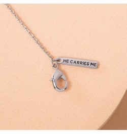 Cross Necklaces Silver Cross Necklace "He Carries Me $30.67 Necklaces