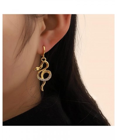 Gold Snake Earrings for Women Men Snake Dangle Small Hoop Earrings Zircon Earrings Punk Animal Earrings Huggie Earrings Hypoa...