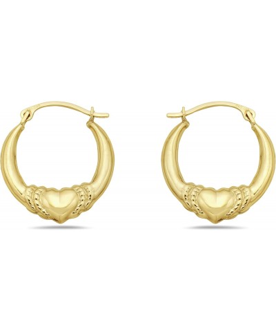 10K Gold Enclosed Love Heart Hoop Earrings French Lock Closure - Jewelry for Women/Girls - Small Hoop Earrings $25.30 Earrings