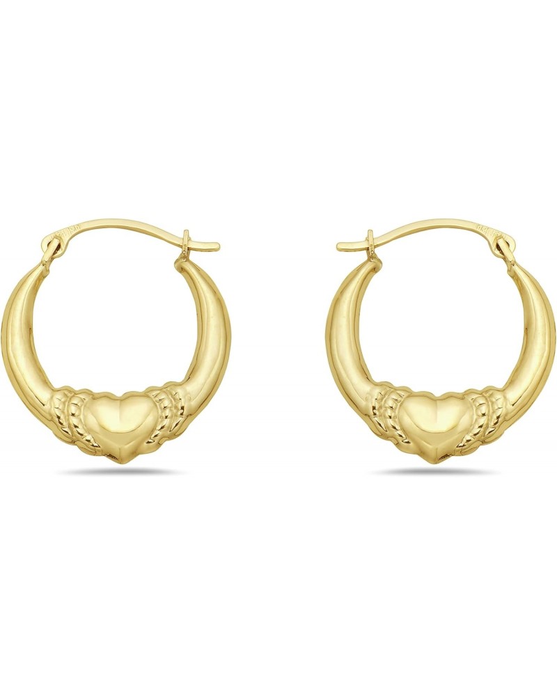 10K Gold Enclosed Love Heart Hoop Earrings French Lock Closure - Jewelry for Women/Girls - Small Hoop Earrings $25.30 Earrings