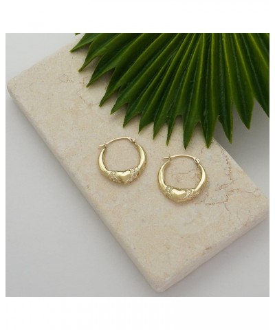 10K Gold Enclosed Love Heart Hoop Earrings French Lock Closure - Jewelry for Women/Girls - Small Hoop Earrings $25.30 Earrings