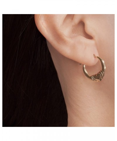 10K Gold Enclosed Love Heart Hoop Earrings French Lock Closure - Jewelry for Women/Girls - Small Hoop Earrings $25.30 Earrings