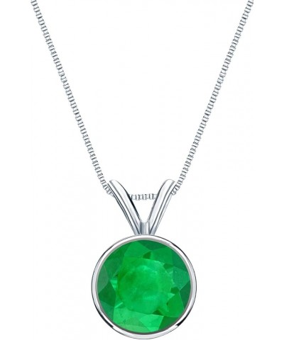 14k Gold Bezel Basket Green Emerald Gemstone Solitaire Pendant Necklace (1/5-1 cttw) 18 White Gold 0.2 carats $158.90 Necklaces