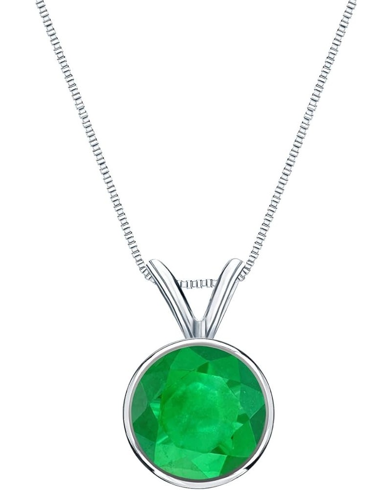 14k Gold Bezel Basket Green Emerald Gemstone Solitaire Pendant Necklace (1/5-1 cttw) 18 White Gold 0.2 carats $158.90 Necklaces