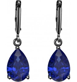 Wonderful 6x8mm Pear Cut Blue Sapphire Over .925 Sterling Silver Fancy Party Wear Dangle Clip-On Earrings For Women black gol...