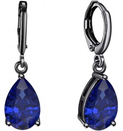 Wonderful 6x8mm Pear Cut Blue Sapphire Over .925 Sterling Silver Fancy Party Wear Dangle Clip-On Earrings For Women black gol...