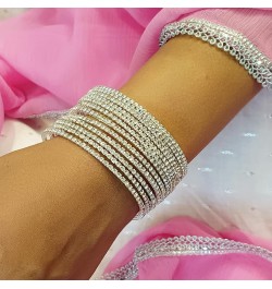 Indian Bangle Rhinestone CZ Crystal Wedding Bridal Bracelet Jewelry for Women Silver White (Set of 12 Pcs) 2-4 $9.34 Others