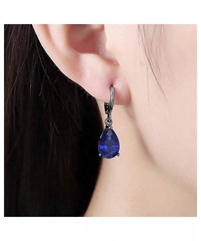 Wonderful 6x8mm Pear Cut Blue Sapphire Over .925 Sterling Silver Fancy Party Wear Dangle Clip-On Earrings For Women black gol...