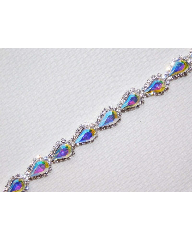 Silver AB Iridescent Marquise Rhinestone Bridal Party Bracelet /4101 Fashion Jewelry For Women Man $23.57 Bracelets