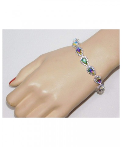 Silver AB Iridescent Marquise Rhinestone Bridal Party Bracelet /4101 Fashion Jewelry For Women Man $23.57 Bracelets