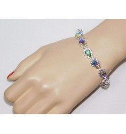 Silver AB Iridescent Marquise Rhinestone Bridal Party Bracelet /4101 Fashion Jewelry For Women Man $23.57 Bracelets