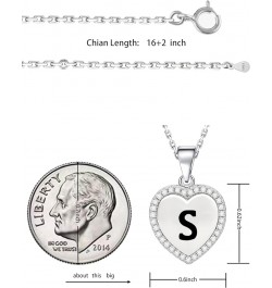 Solid 925 Sterling Silver Initial Necklaces Stunning Heart Necklace with Zircon Stones Gift for Her S $17.50 Necklaces