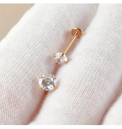 1PC 16G Silvery Studs CZ Labret Nose Tragus Cartilage Jewelry Made with Internally Threaded Surgical Steel Piercing Jewelry f...