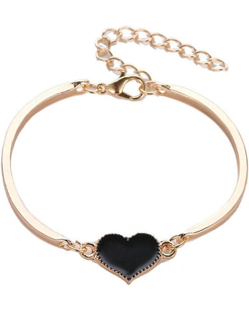 Women Fashion Simple Adjustable Love Heart Chain Bracelet Jewelry Accessory Gift,Bracelets for Women Teen Girls Gift Black $2...