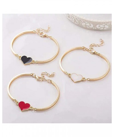 Women Fashion Simple Adjustable Love Heart Chain Bracelet Jewelry Accessory Gift,Bracelets for Women Teen Girls Gift Black $2...