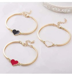 Women Fashion Simple Adjustable Love Heart Chain Bracelet Jewelry Accessory Gift,Bracelets for Women Teen Girls Gift Black $2...