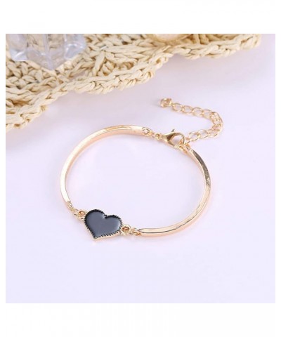 Women Fashion Simple Adjustable Love Heart Chain Bracelet Jewelry Accessory Gift,Bracelets for Women Teen Girls Gift Black $2...