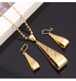 Ethiopian Set Necklace Pendant Earring Set Joias Ouro 22k Gold Plated Jewelry African Bridal Wedding $8.15 Jewelry Sets