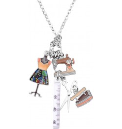 Statement Enamel Rhinestone Chain Sewing Machine Necklaces Pendant Original Design for Women Girls Jewelry Brown $8.69 Necklaces