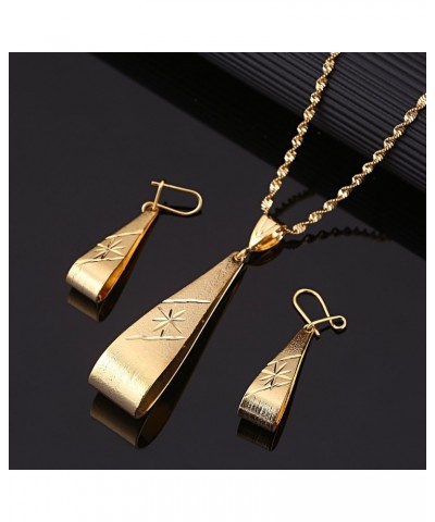 Ethiopian Set Necklace Pendant Earring Set Joias Ouro 22k Gold Plated Jewelry African Bridal Wedding $8.15 Jewelry Sets