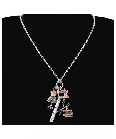 Statement Enamel Rhinestone Chain Sewing Machine Necklaces Pendant Original Design for Women Girls Jewelry Brown $8.69 Necklaces