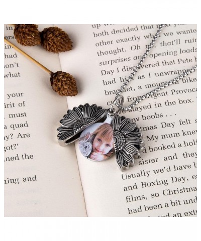 Personalized Sunflower Locket Necklace, Custom Photo Sunflower Locket, You Are My Sunshine Locket with Picture, Mother's Day ...