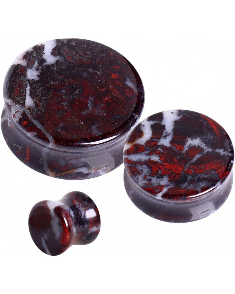 Pair of Natural Chicken Blood Stone Saddle Plug //Choose Size// 00 GA (10mm) $7.80 Body Jewelry