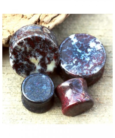 Pair of Natural Chicken Blood Stone Saddle Plug //Choose Size// 00 GA (10mm) $7.80 Body Jewelry