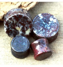 Pair of Natural Chicken Blood Stone Saddle Plug //Choose Size// 00 GA (10mm) $7.80 Body Jewelry