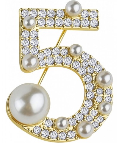 Lucky Number Five Rhinestone Bling Celebrity Fashion Jewelry Designer Inspired Statement Pin for Women $9.66 Brooches & Pins