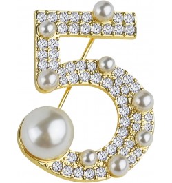 Lucky Number Five Rhinestone Bling Celebrity Fashion Jewelry Designer Inspired Statement Pin for Women $9.66 Brooches & Pins