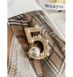 Lucky Number Five Rhinestone Bling Celebrity Fashion Jewelry Designer Inspired Statement Pin for Women $9.66 Brooches & Pins