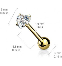 14 Gauge Prong Set Heart CZ 316L Surgical Steel Barbell Tongue Rings (Choose Color) Aqua $9.34 Body Jewelry