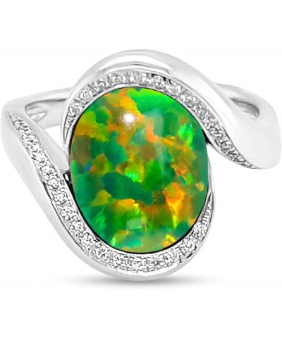 Oval Opal Rings 925 Sterling Silver Ring 20 Color 10K/14K/18K Opal & Moissanite Engagement Rings for women Jewelry Gift (Opal...