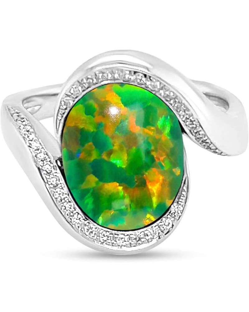 Oval Opal Rings 925 Sterling Silver Ring 20 Color 10K/14K/18K Opal & Moissanite Engagement Rings for women Jewelry Gift (Opal...