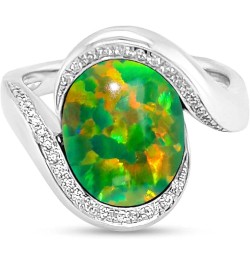 Oval Opal Rings 925 Sterling Silver Ring 20 Color 10K/14K/18K Opal & Moissanite Engagement Rings for women Jewelry Gift (Opal...