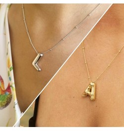 Bubble Letter Necklace Balloon Initial Necklaces for Women Girls Dainty Alphabet Pendant 14K Gold Plated Puffy Name Personali...