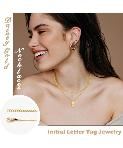 2Pcs Dainty Layered Initial Necklaces for Women Trendy 14K Gold Plated Bead Chain Necklace 18K Cute Letter Pendant Initial Ch...