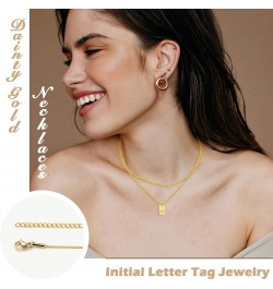 2Pcs Dainty Layered Initial Necklaces for Women Trendy 14K Gold Plated Bead Chain Necklace 18K Cute Letter Pendant Initial Ch...