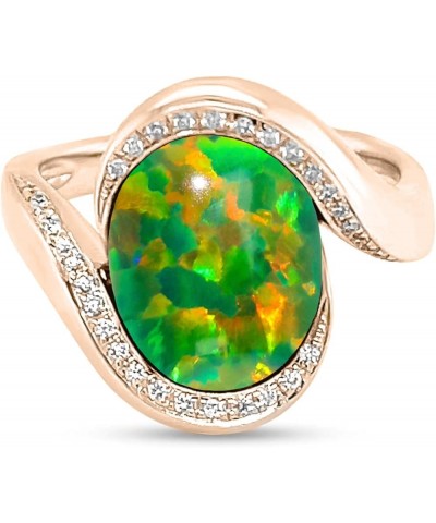 Oval Opal Rings 925 Sterling Silver Ring 20 Color 10K/14K/18K Opal & Moissanite Engagement Rings for women Jewelry Gift (Opal...