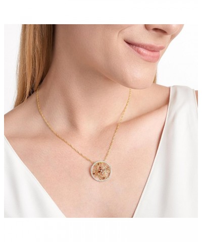 18K Yellow Gold-Plated .925 Sterling Silver Diamond-Accented Gemstone Floral Filigree Cross Round 1" Pendant Necklace on 18" ...