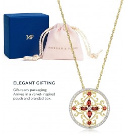 18K Yellow Gold-Plated .925 Sterling Silver Diamond-Accented Gemstone Floral Filigree Cross Round 1" Pendant Necklace on 18" ...