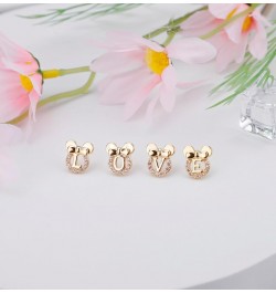 Initial Stud Earrings for Girls 925 Sterling Silver Pink Cubic Zirconia Alphabet Letter Earrings 14K Gold Plated Hypoallergen...