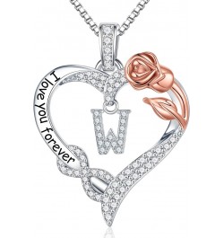 Rose Flower Heart Necklaces for Women Girls - S925 Sterling Silver Initial Necklace Infinity Heart Necklaces for Women Girls ...