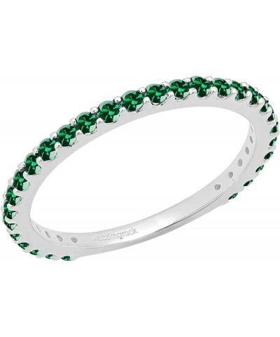 Round Lab Created Emerald Eternity Style Wedding Band for Women in 18K Gold 7 White Gold $118.31 Rings