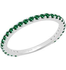 Round Lab Created Emerald Eternity Style Wedding Band for Women in 18K Gold 7 White Gold $118.31 Rings