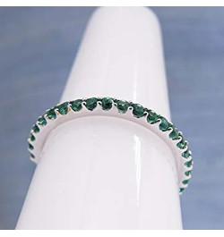 Round Lab Created Emerald Eternity Style Wedding Band for Women in 18K Gold 7 White Gold $118.31 Rings